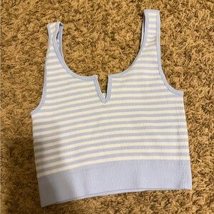 Striped Blue and White Crop Top